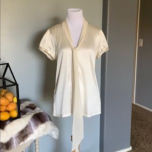 White House Black Market Silk Ivory Blouse